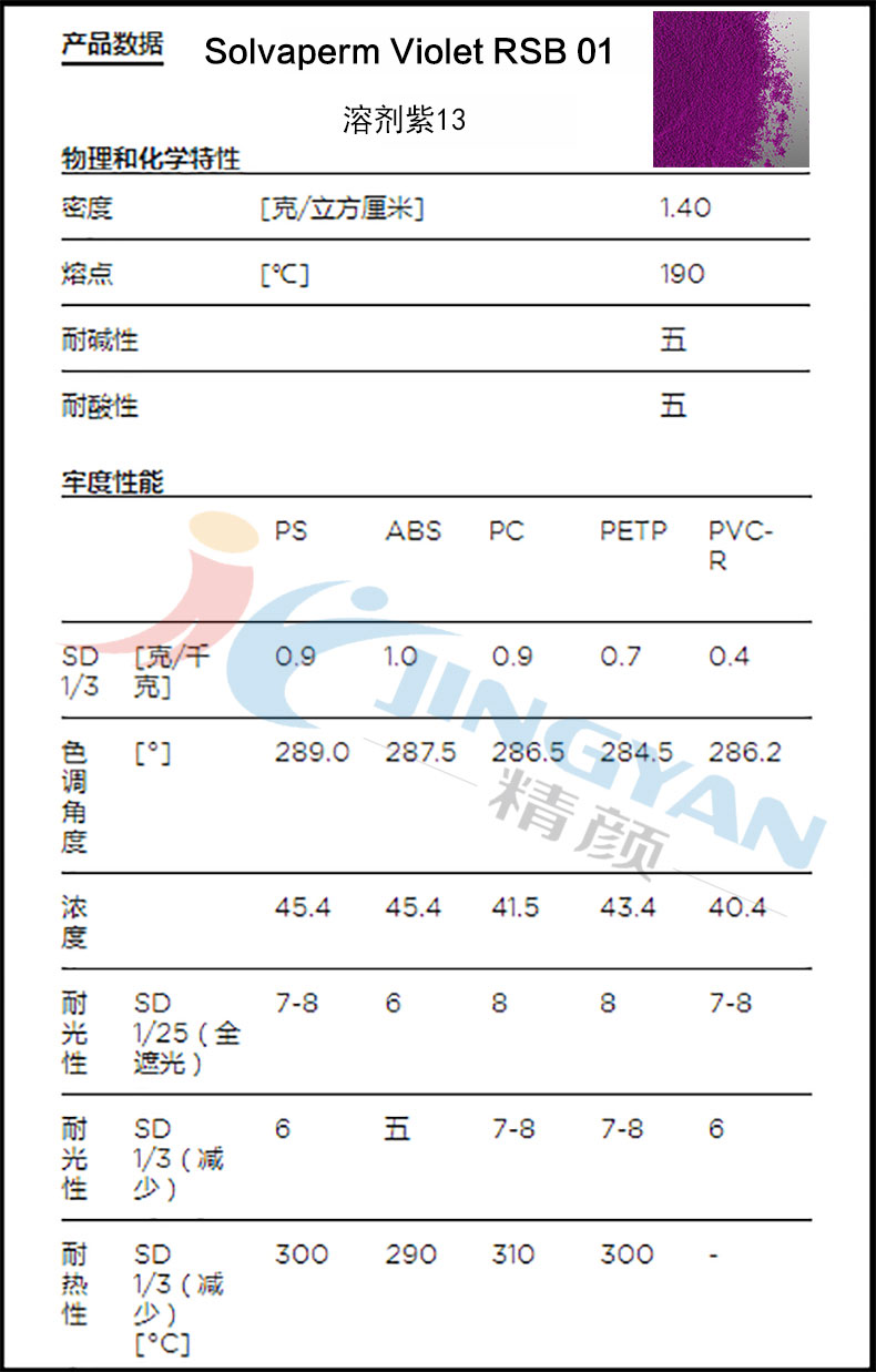 科萊恩染料紫RSB數(shù)據(jù)表