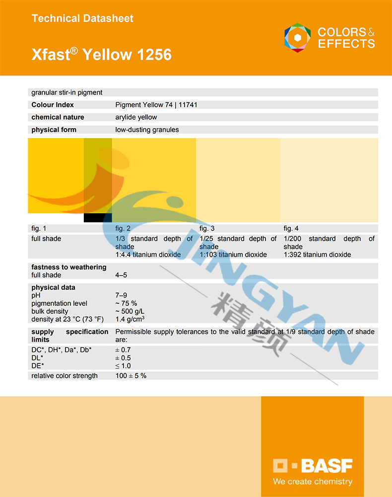 巴斯夫1256黃水溶性顏料TDS技術(shù)報(bào)表